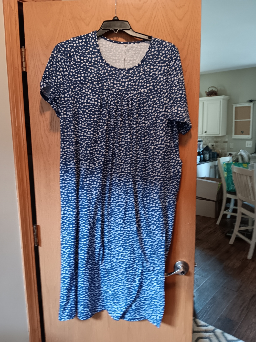Womens Size 2XL, Blue White Speckled Maxi Dress